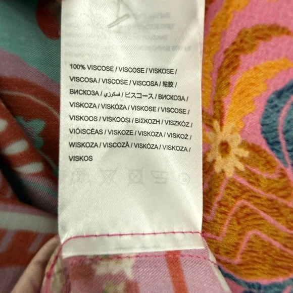 Farm Rio Mixed Scarves Midi Dress Size Small 100% Viscose Cut-Out Detail NWOT - Picture 9 of 12